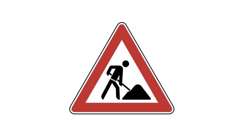 Ein Baustellen-Straßenschild